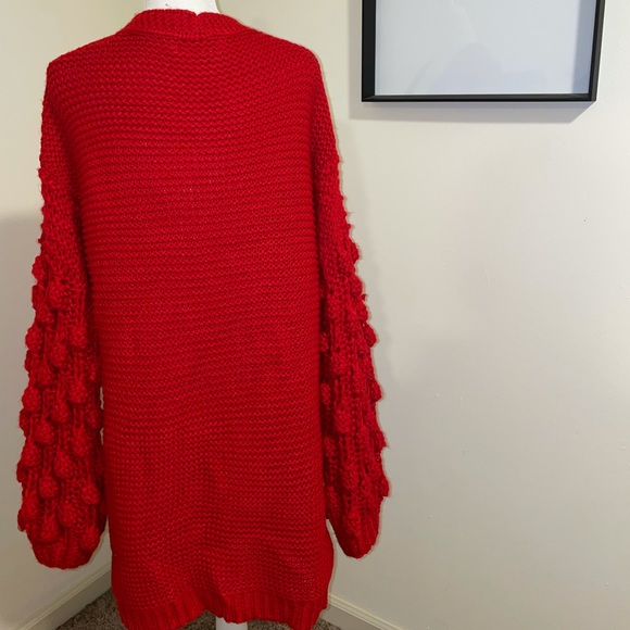 EUC Sz. L Red Oversized Cardigan Sweater - Picture 4 of 6